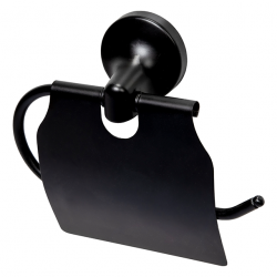 APS9012 Haceka Aspen Toilet Roll Holder with Cover black Matt Black