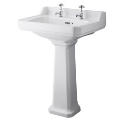 APS5860 600mm 2TH Basin & Comfort Height Ped White