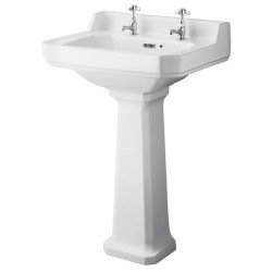 APS5863 560mm 2TH Basin & Comfort Height Ped White