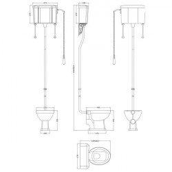 APS5893 Richmond High Level WC and Flush Pipe White