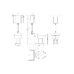 APS5897 Comfort Mid Level Pan & Flush Pipe Kit White