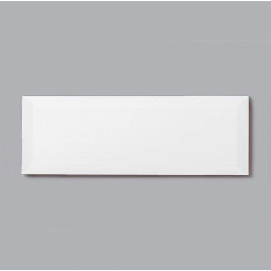 APS8712 White Bevelled Glossy Wall Tile 10x30 White