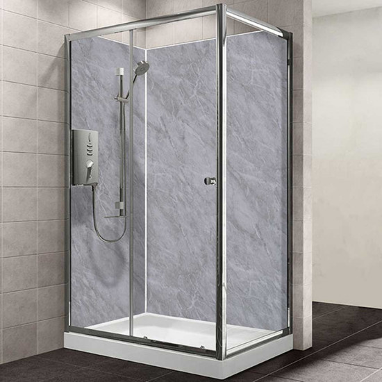 APS12030 Grey Marble Maxi Shower Wall Cladding 2400mm x 900mm x 10mm Grey