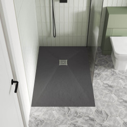 APS13021 Grey Slate Tray Slimline / Quad Shower Tray 800 x 800mm Grey