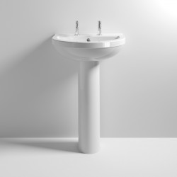 Nuie | CIV003 | Ivo 550mm 2TH Basin & Pedestal | White
