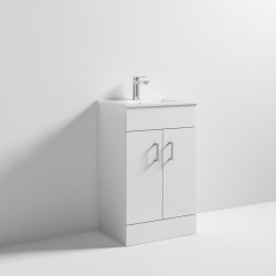 Nuie | VTMW500 | Floor Standing 500mm Cabinet & Basin 1 | High Gloss White