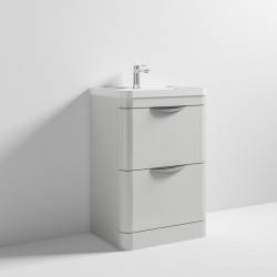 Nuie | FPA401 | Parade 600 F/S 2 Drawer Unit & Basin | Gloss Grey Mist