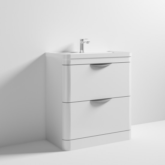 APS7222 Parade 800 F/S 2 Drawer Basin & Cabinet High Gloss White