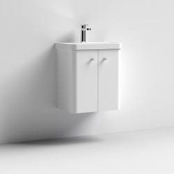 Nuie | COR103 | 500 Wall Hung 2-Door Unit & Basin | Gloss White