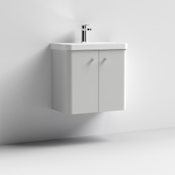 Nuie | COR405 | 600 Wall Hung 2-Door Unit & Basin | Gloss White