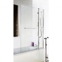 APS7724 Square Bath Screen With Fixed Panel & Rail Polished Chrome