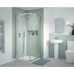 Nuie | AFCE9090 | Pacific 900mm Corner Entry Enclosure | Polished Chrome