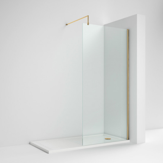 APS7981 Wetroom Screen 760x1850x8mm BB Brushed Brass