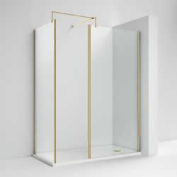 APS7988 Wetroom Screen 700 x 1850 x 8mm Brushed Brass