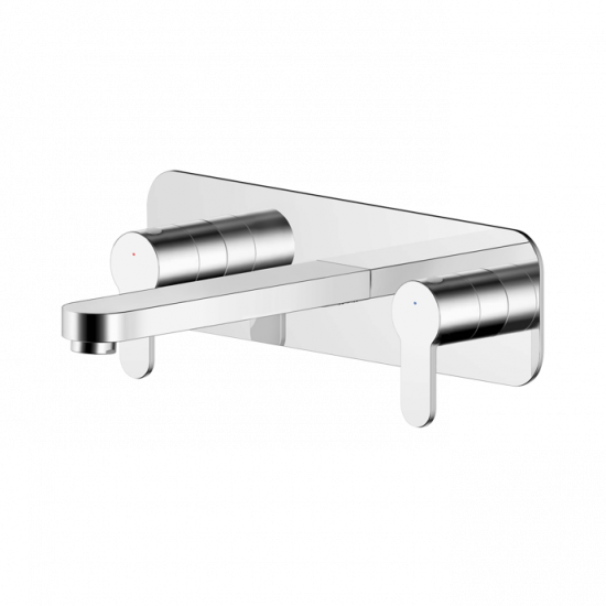 APS8119 Wall Mounted 3 Tap Hole Basin Mixer With Plate Chrome