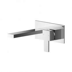 APS8191 Wall Mounted 2 Tap Hole Basin Mixer With Plate Chrome