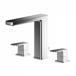 APS8224 Deck Mounted 3 Tap Hole Basin Mixer With Pop Up Waste Chrome