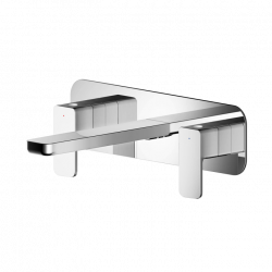 APS8225 Wall Mounted 3 Tap Hole Basin Mixer With Plate Chrome