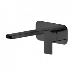 APS8231 Wall Mounted 2 Tap Hole Basin Mixer With Plate Matt Black