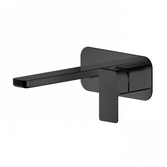 APS8231 Wall Mounted 2 Tap Hole Basin Mixer With Plate Matt Black