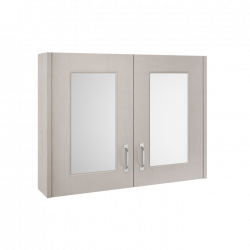 Nuie | OLF215 | 800mm Mirror Cabinet | Stone Grey Woodgrain