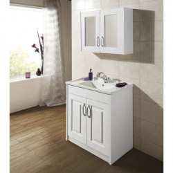 Nuie | OLF115 | 800mm Mirror Cabinet | White Ash Woodgrain
