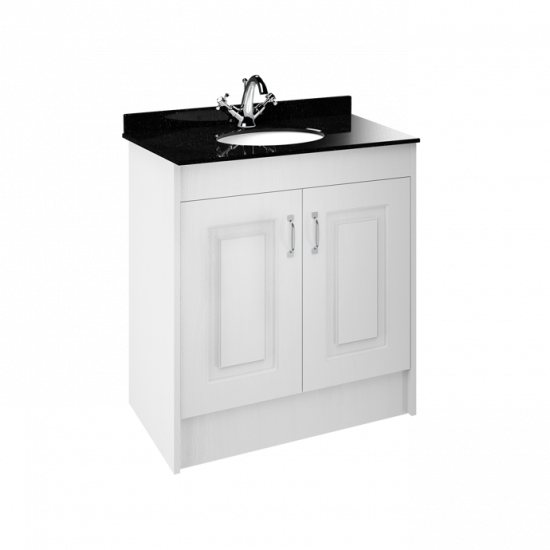 APS8433 800 2-Door F/S Unit with Marble Top 1TH White Ash/Black