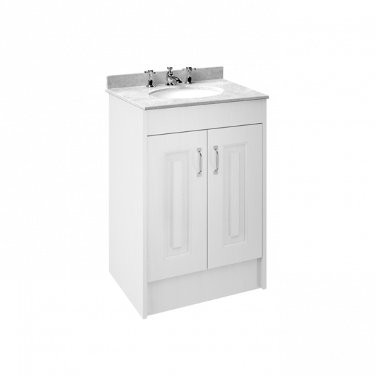 APS8448 600 2-Door F/S Unit with Marble Top 3TH White Ash/White