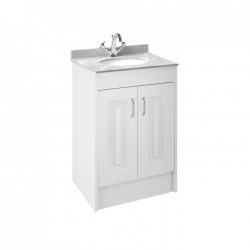 APS8463 600 2-Door F/S Unit with Marble Top 1TH White Ash/Grey