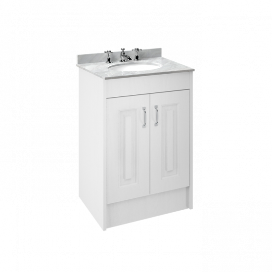 APS8466 600 2-Door F/S Unit with Marble Top 3TH White Ash/Grey