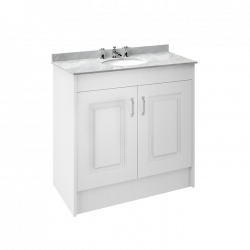 APS8478 1000 2-Door F/S Unit with Marble Top 3TH White Ash/Grey