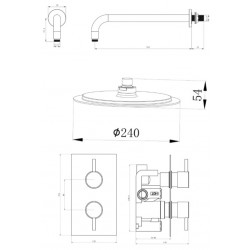 APS11510 Round Concealed Thermostatic 2 Handle 1 Way Shower Kit (Wall Kit) Chrome