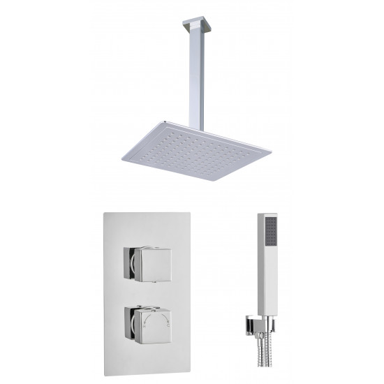 APS11513 Square Concealed Thermostatic 2 Handle 2 Way Shower Kit (Ceiling Kit) Chrome