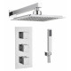 APS11516 Square Concealed Thermostatic 3 Handle 2 Way Shower Kit (Wall Kit) Chrome