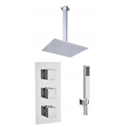 APS11517 Square Concealed Thermostatic 3 Handle 2 Way Shower Kit (Ceiling Kit) Chrome