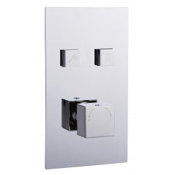 APS11572 Thermostatic Square Concealed 2 Outlet Push Button Shower Valve Chrome