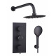 APS11588 Orca Round Concealed Thermostatic 3 Handle 2 Way Shower Kit with SS Head Black