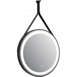APS11724 Delilah Orca LED Round Touch Mirror w. Demist, Colour Change, Hook & Loop Hanging - 600mm Black