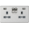 APS15544 13A 2G switched socket with dual USB charger A + A (2.4A) - Brushed chrome with grey insert 