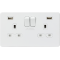 APS15542 13A 2G switched socket with dual USB charger A + A (2.4A) - Matt white 