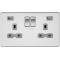 APS15547 13A 2G switched socket with dual USB charger A + A (2.4A) - Polished chrome with grey insert 