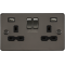 APS15558 13A 2G switched socket with dual USB charger A + A (2.4A) - Gunmetal with black insert 