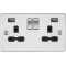 APS15560 13A 2G switched socket with dual USB charger A + A (2.4A) - Polished chrome with black insert 