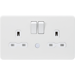 APS17272 13A 2G DP switched socket with night light function - Matt white 