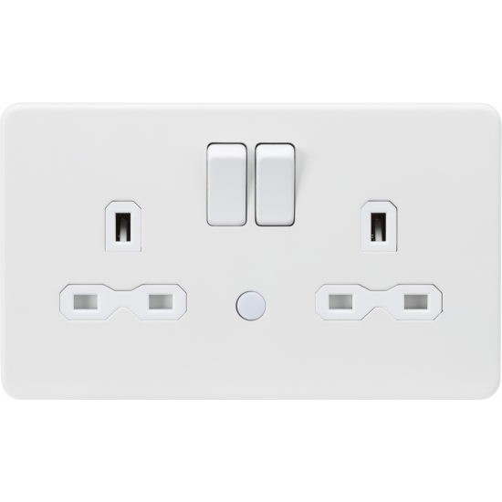 APS17272 13A 2G DP switched socket with night light function - Matt white 