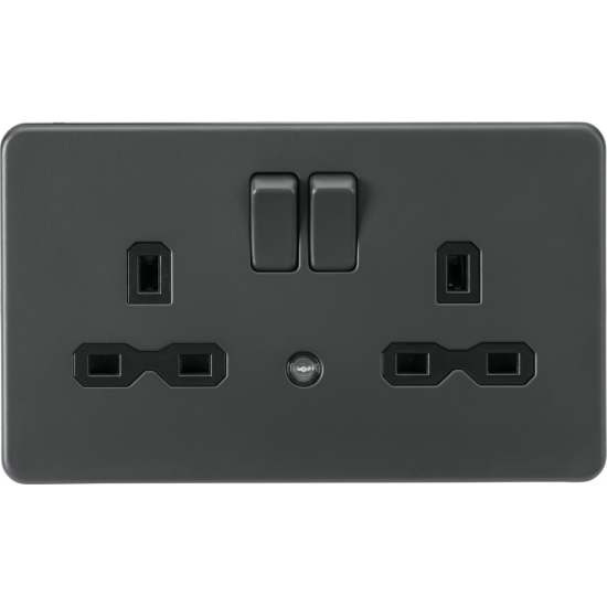 APS17273 13A 2G DP switched socket with night light function - Anthracite 