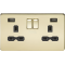 APS15549 13A 2G switched socket with dual USB charger A + A (2.4A) - Polished brass with black insert 