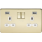 APS15550 13A 2G switched socket with dual USB charger A + A (2.4A) - Polished brass with white insert 