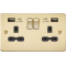 APS15554 13A 2G switched socket with dual USB charger A + A (2.4A) - Brushed brass with black insert 
