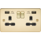 APS15559 13A 2G switched socket with dual USB charger A + A (2.4A) - Polished brass with black insert 